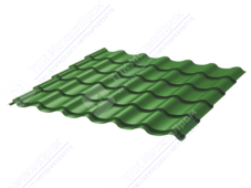 Металлочерепица МЧ2 Монтеррей Ретро 0,45 ПЭ RAL6002 зеленый лист