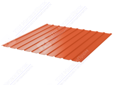 Профнастил полимер С10 0,45 ТУ 1130/1155 обратная прокатка ПЭ RAL2004 оранжевый
