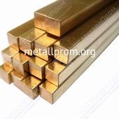 Латунный квадрат ГОСТ 2060-90, лжс58-1-1, Н,Д, L - 3 м, L - 6 м, d - 3 мм